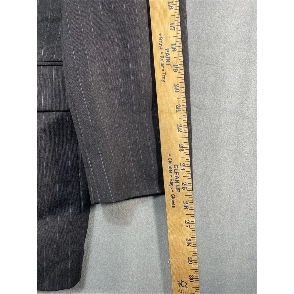 Jones of New York Mens Suit Black Pin Stripe‎ Wool Coat Size 42R Pants Read